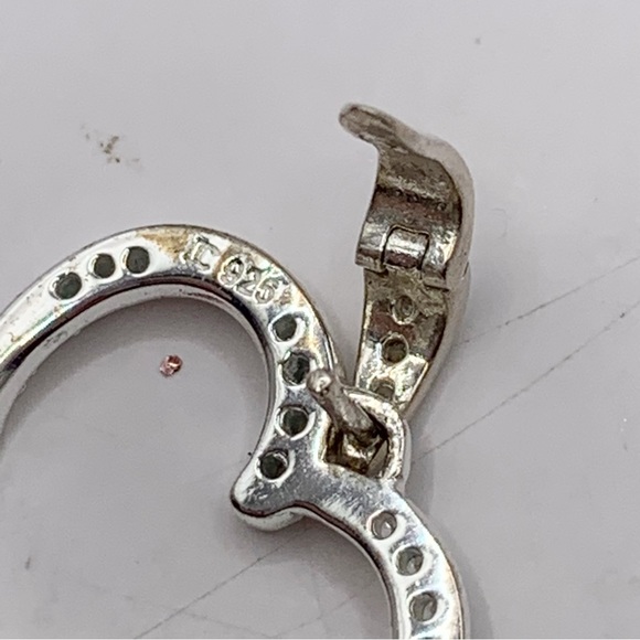 Sterling silver and cubic zirconia open heart pendant - Picture 5 of 7